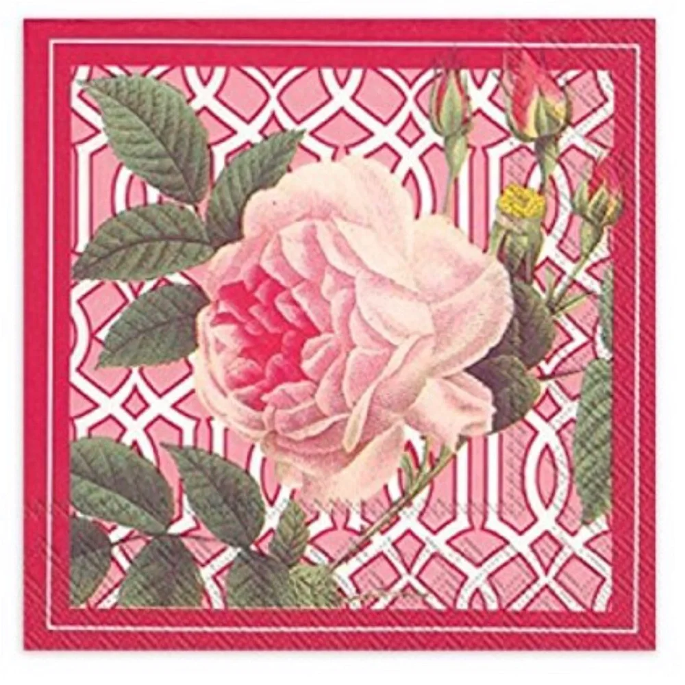 Caskata Studio Ihr Pink Trellis Rose Paper Luncheon Napkins, 20 ct